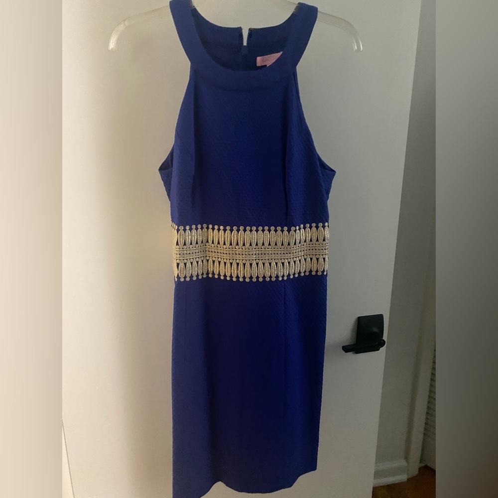 Dress. Lilly Pulitzer. Size 8. Excellent condition. Blue gold embellished waist